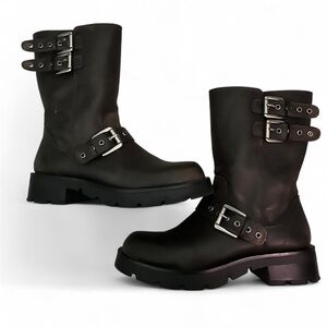 Zara Combat Buckle Ankle Boots
